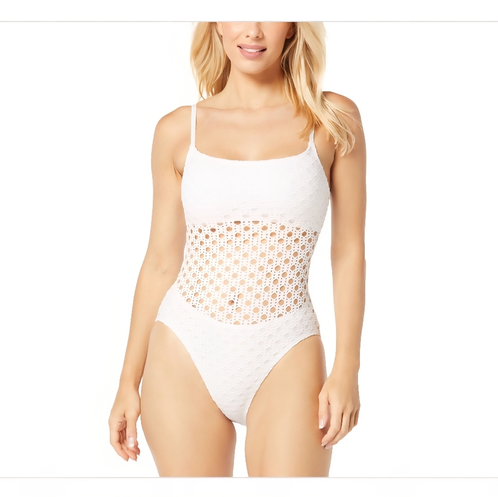 Carmen Marc Valvo Women's Crochet One-Piece Swimsuit - White, 12